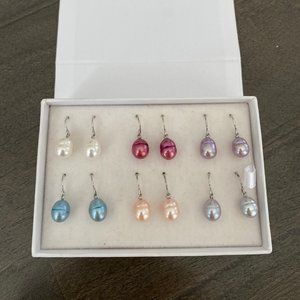 Sterling Silver Fresh Water Cultured Pearl Drop Earring(s) Set